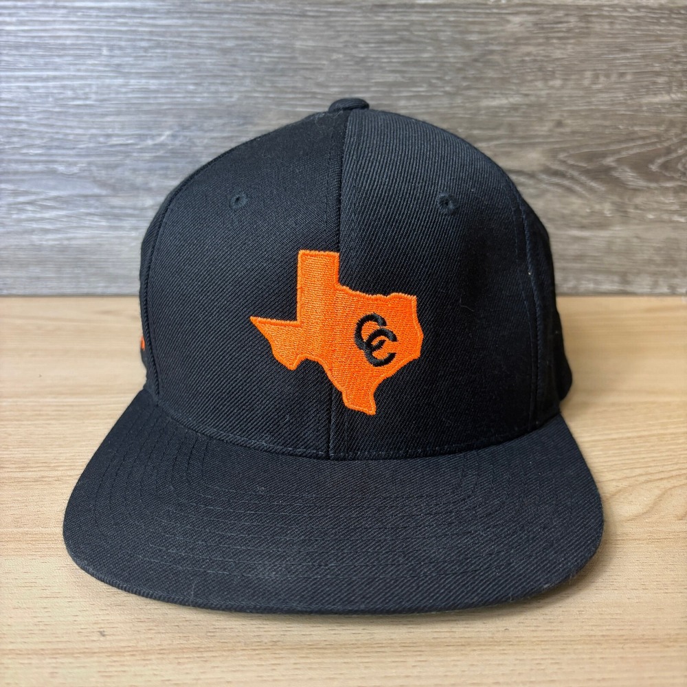 Texas Hat Cap Snap Back Black Orange CC Texas Adjustable